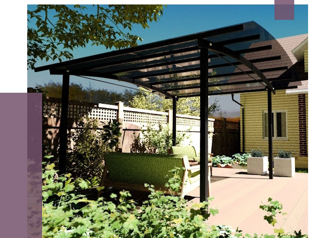 Навесы для террасы в Глазове от 13009 руб. под ключ | ПРОЛЁТ-Глз