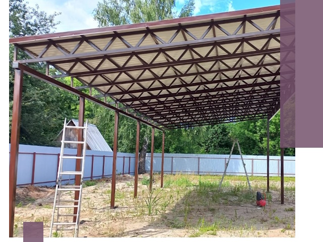 Односкатные навесы под ключ в Глазове — изготовление и монтаж