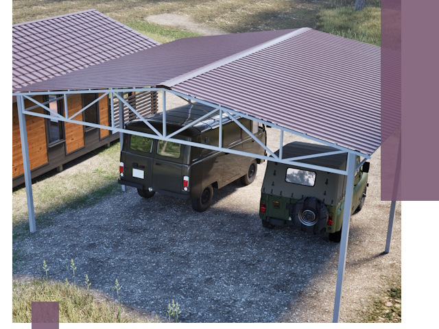 Двускатные навесы под ключ в Глазове — изготовление и монтаж