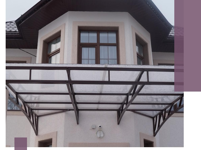 Козырьки из поликарбоната под ключ в Глазове